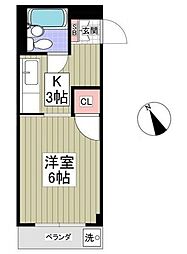 ベルメゾン並木 1Kの間取図画像