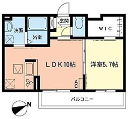 RiverWind2 1LDKの間取図画像