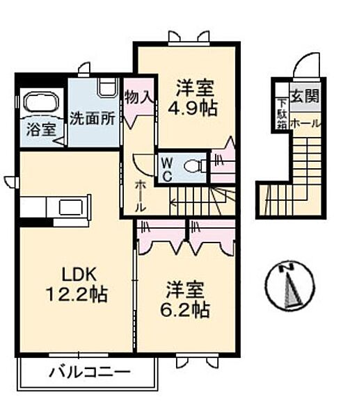 ヴィア　ラッテア　Ａ棟 A0201｜広島県広島市佐伯区千同１丁目(賃貸アパート2LDK・2階・61.60㎡)の写真 その2