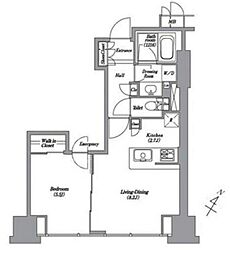 レキシントンスクエア白金高輪 12階1LDKの間取り