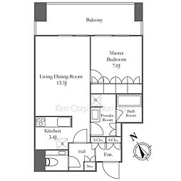 麻布台ヒルズ　レジデンスＢ 9階1LDKの間取り