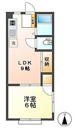 ハックベリーハイツII 3階1LDKの間取り