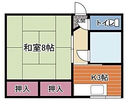 土屋荘 1階1Kの間取り