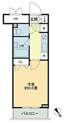 クロスレジデンス蒲田 4階1Kの間取り