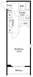 CRESCENT COURT 3階1Kの間取り