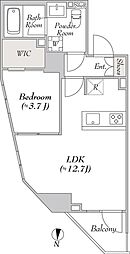 ルミーク大山 4階1LDKの間取り
