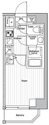 PREMIUMCUBE品川ウエスト 1Kの間取図画像