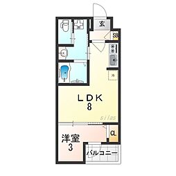 阪神本線 姫島駅 徒歩8分の賃貸アパート 3階1LDKの間取り