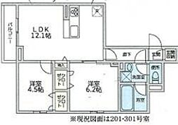 ブラウネスハイム南馬込 2LDKの間取図画像