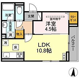 D Paina 登戸III 1LDKの間取図画像
