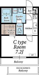 リブリ・オートレジデンス 3階1Kの間取り