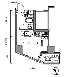 パークアクシス新板橋ウエスト 5階ワンルームの間取り