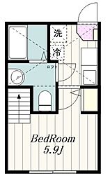 小田急小田原線 小田急相模原駅 徒歩11分の賃貸アパート 2階1Kの間取り