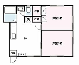 仲居ハイツ2 2DKの間取図画像