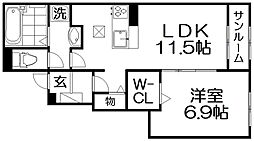 シュシュテラス 1LDKの間取図画像
