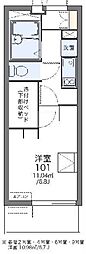 レオパレスクローバー 1Kの間取図画像