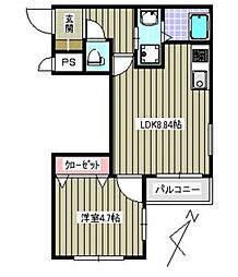 エスコーポ西新 1LDKの間取図画像