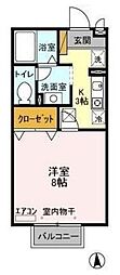 フォンテあけぼの 1Kの間取図画像