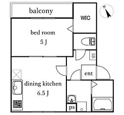 アパルトマン2 2階1DKの間取り