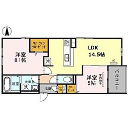GRANDIRさわらぎ 2LDKの間取図画像