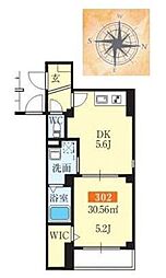 ロータスレジデンス住吉 1DKの間取図画像