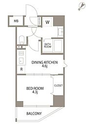エスティメゾン赤羽2 1DKの間取図画像