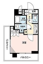 プレール・ドゥーク板橋舟渡 1Kの間取図画像