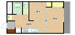シャトー瑠璃 2DKの間取図画像