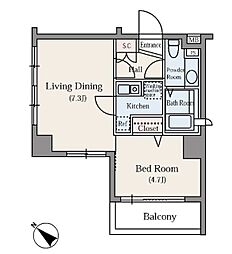 東池袋DUPLEXR's 1DKの間取図画像