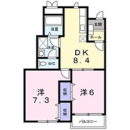 セントラルパークヒルズ 2DKの間取図画像