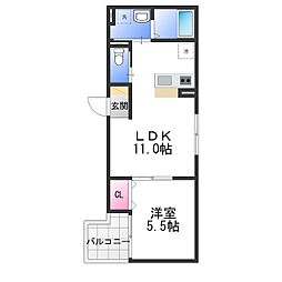 エフスタイル羽衣1号館 1LDKの間取図画像