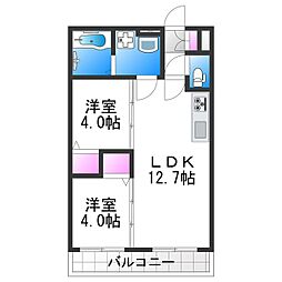 Tio Grace 2LDKの間取図画像