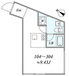 trias351 ワンルームの間取図画像