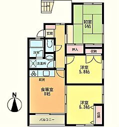 ルミエールハウスB 3LDKの間取図画像