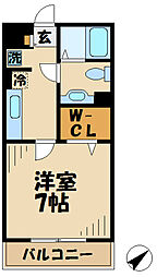 ウィステリアヒルズ 1DKの間取図画像