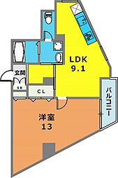 シャトー・ド・フェニックス 8階1LDKの間取り