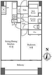 リバーシティ21イーストタワーズ2 7階1LDKの間取り