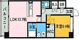 博多プレイス 1LDKの間取図画像