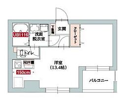 二子玉川ＹＰ 2階ワンルームの間取り