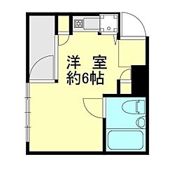 グローバリービューテラスIV 6階ワンルームの間取り