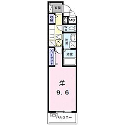 ハルズHINODE 1Kの間取図画像