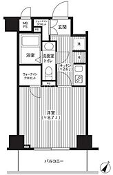 カスタリア初台 1Kの間取図画像