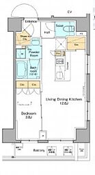 プラウドフラット浅草 4階1LDKの間取り