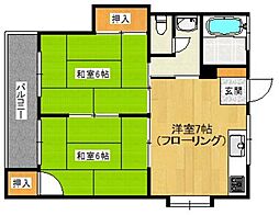 レジデンス山蔵 2DKの間取図画像