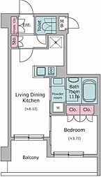 ドゥーエ菊川 2階1LDKの間取り