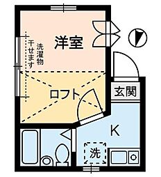 シャンテエスポワール 1Kの間取図画像