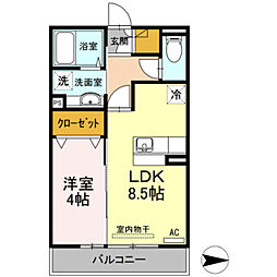 アメニティーコート 1LDKの間取図画像