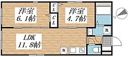 creal高田馬場III 2LDKの間取図画像