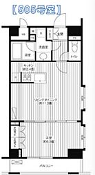 グランハイツ東新宿 505号室 5階1LDKの間取り