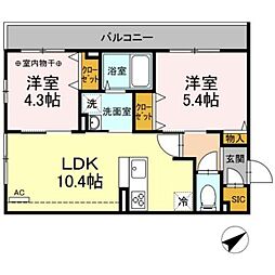 arceアルセ二俣川 2LDKの間取図画像